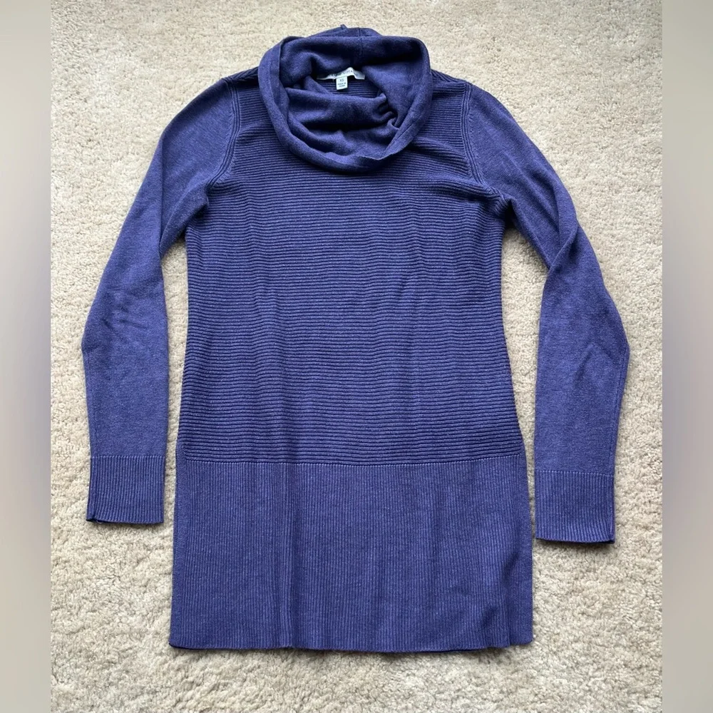 Adrienne Vittadini Women’s Purple Ribbed Cowl Neck Tunic Sweater - XS - EUC